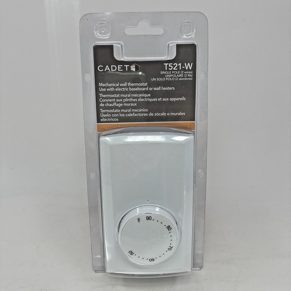 Cadet T521W Single-Pole 22A Line Voltage Wall Thermostat Non-Programmable NEW